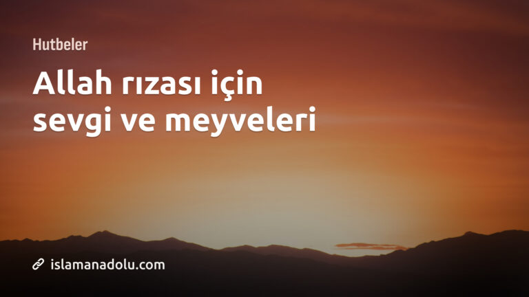 ALLAH RIZASI İÇİN SEVGİ VE MEYVELERİ